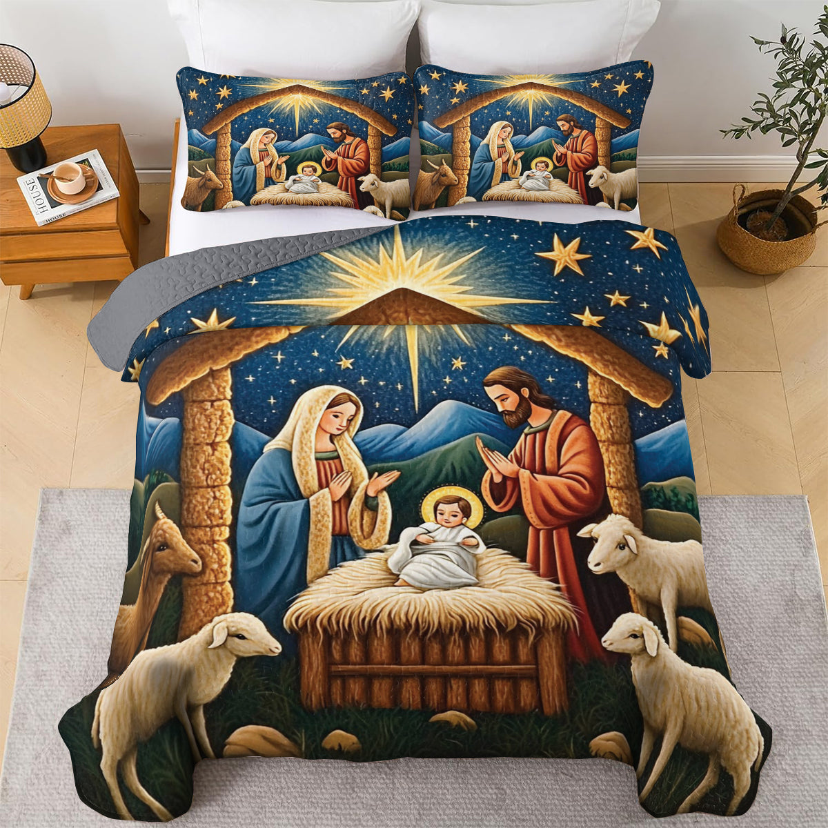 Shineful All Season Quilt 3-Piece Set The Birth Of Jesus