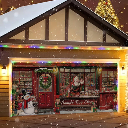 Shineful Garage Door Banner Decoration Santa's Toy Shop