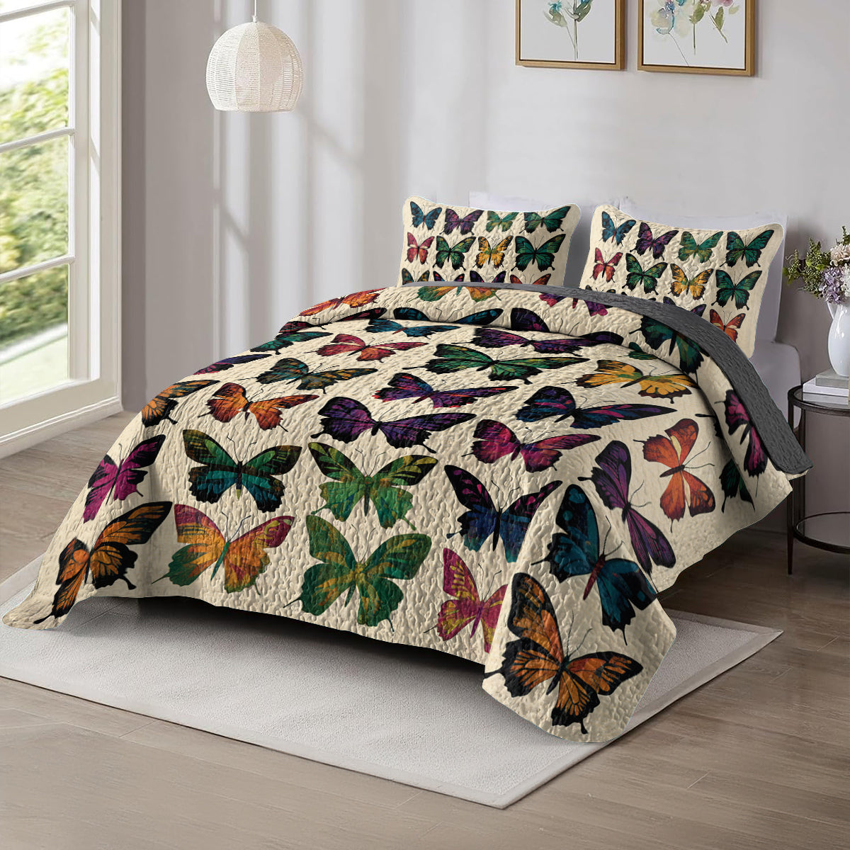 Shineful All Season Quilt 3-Piece Set Garden of Butterflies