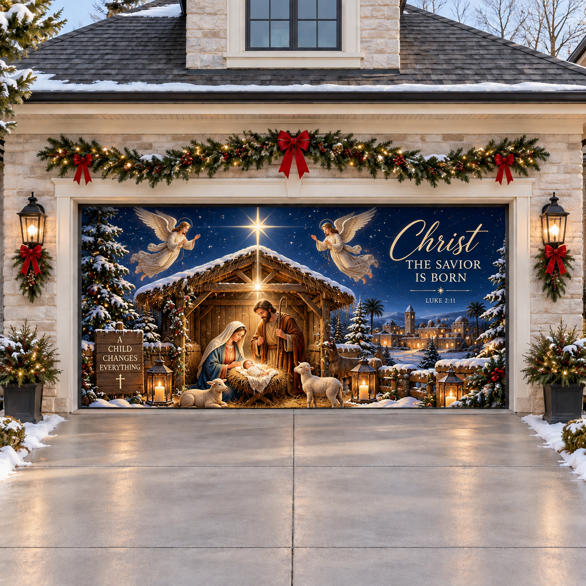 Shineful Bethlehem Star Garage Door Banner Decoration