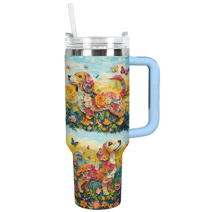 Shineful Tumbler Floral Dachshund