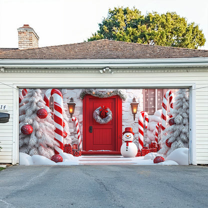Shineful Garage Door Banner Decoration Snowman Candy Cane
