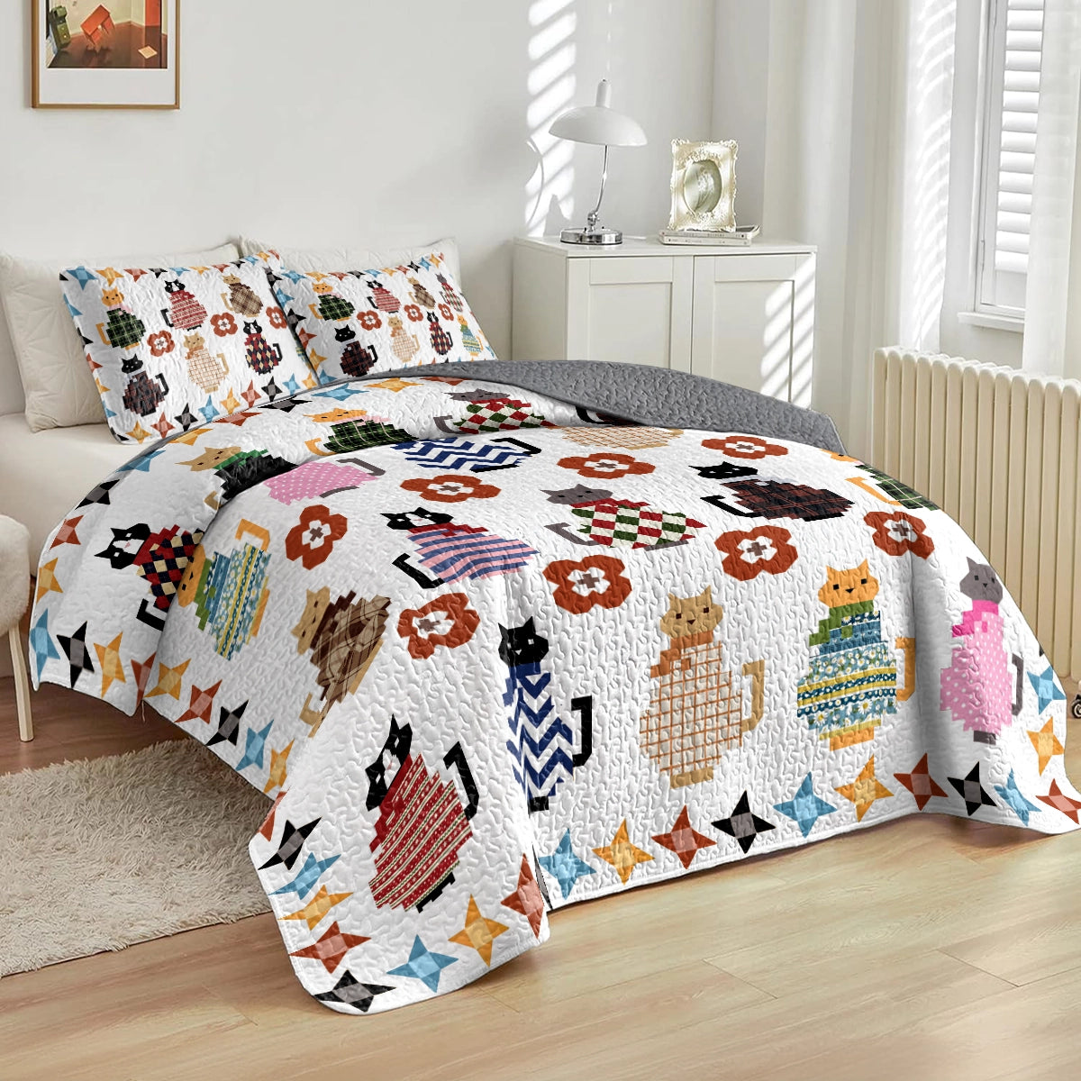 Shineful All Season Quilt 3-Piece Set Sweater Kitties