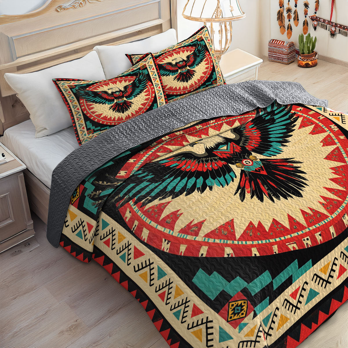 Shineful All Season Quilt 3-Piece Set Eagle Spirit