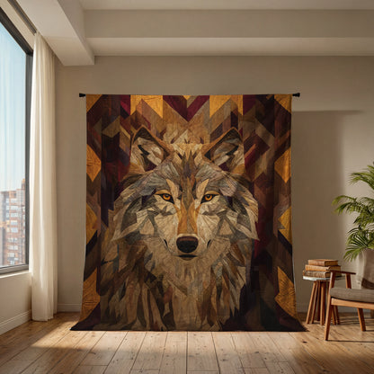 Shineful Flat Print Faux Quilt Blanket Spirit Wolf