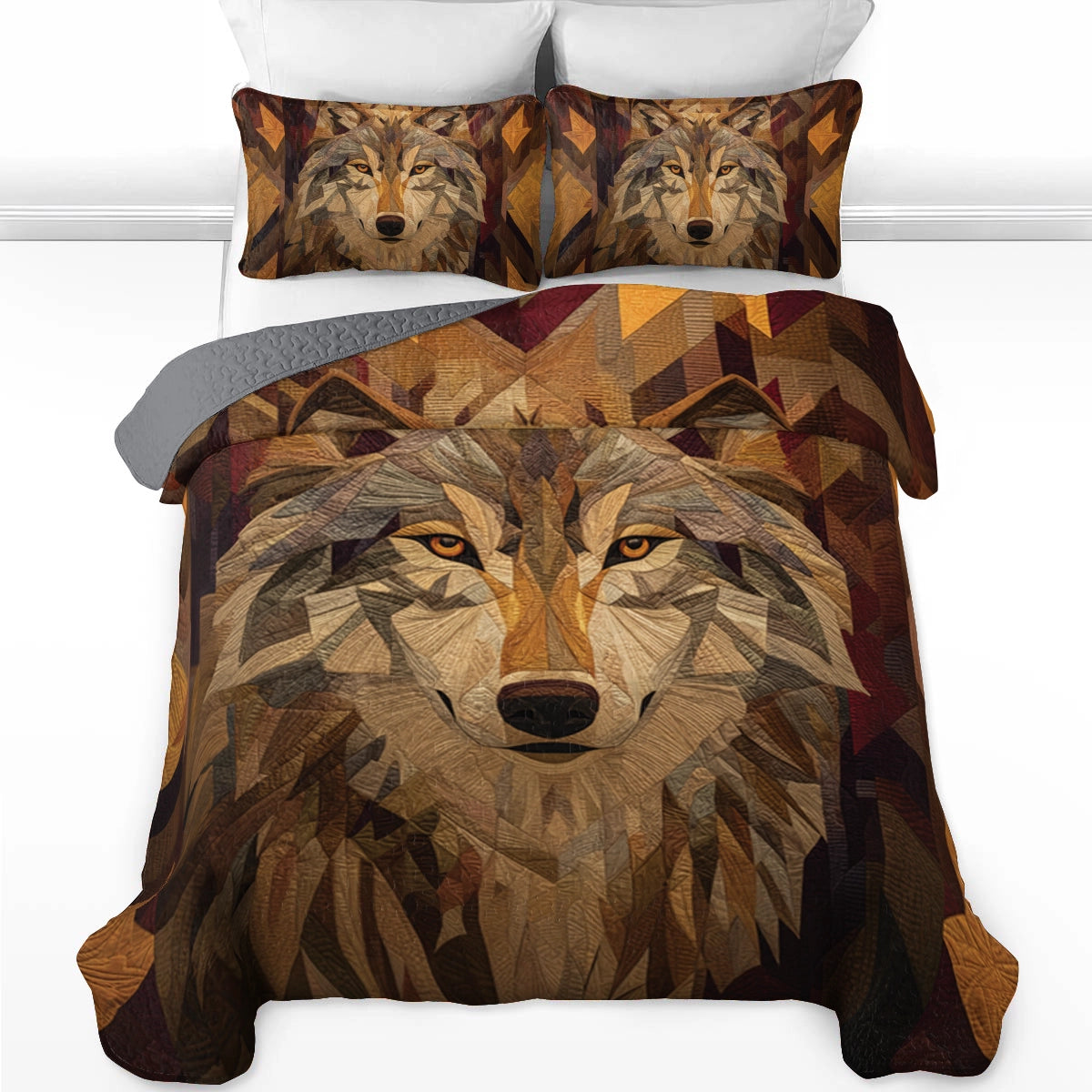 Shineful All Season Quilt 3-Piece Set Spirit Wolf