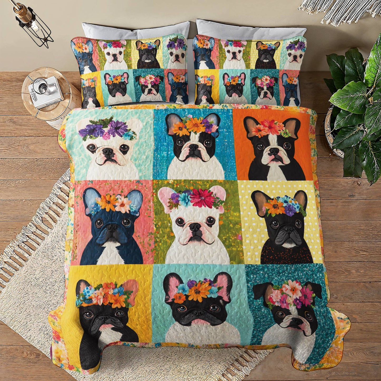 Shineful All Season Quilt 3-Piece Set Frenchie Blossom