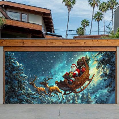 Shineful Garage Door Banner Decoration Magic Santa's Sleigh