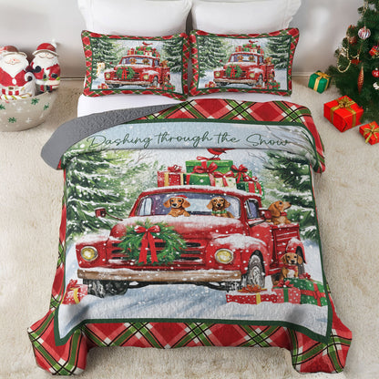 Shineful All Season Quilt 3-Piece Set Dashing Dachshund