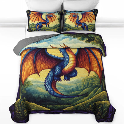 Shineful All Season Quilt 3-Piece Set - Mystical Blaze Dragon