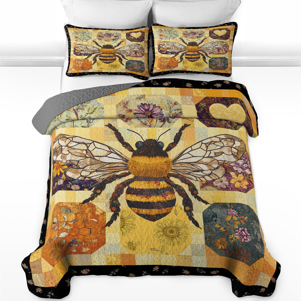 Shineful All Season Quilt 3-Piece Set Bee Gorgeous