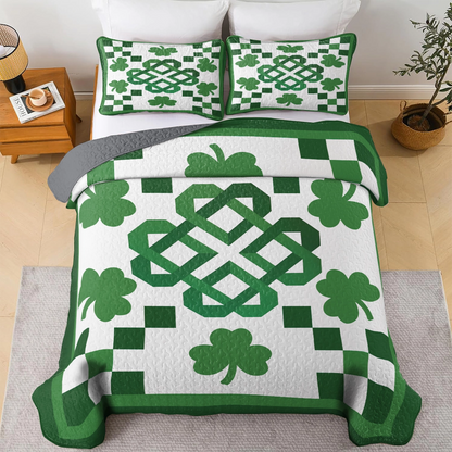 Shineful All Season Quilt 3-Piece Set - Shamrock Celtic Knot