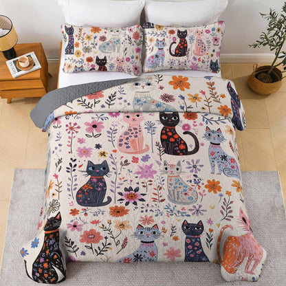 Shineful All Season Quilt 3-Piece Set Catty Blooms