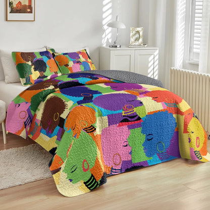 Shineful All Season Quilt 3-Piece Set - Black Women's Kaleidoscope