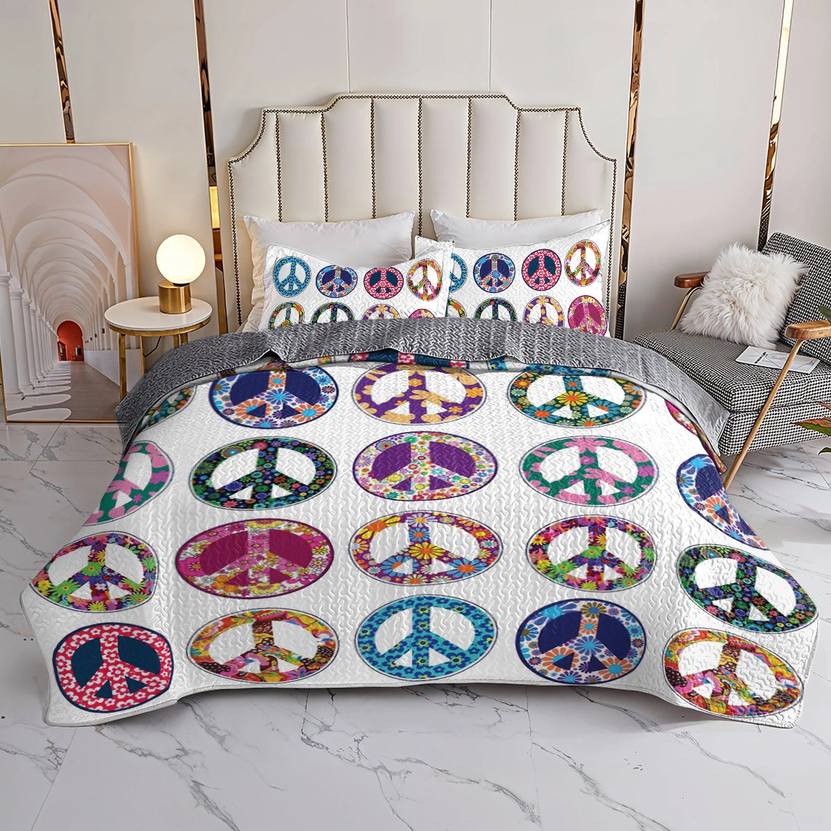 Shineful All Season Quilt 3-Piece Set - Hippie Peace