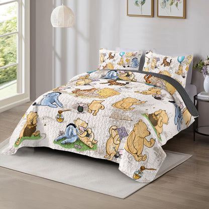 Shineful All Season Quilt 3-Piece Set Pooh Friends