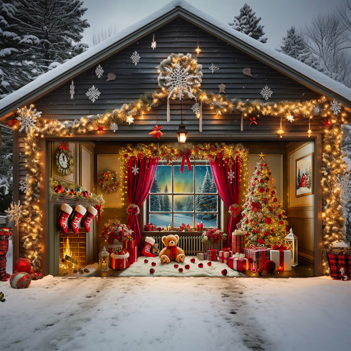 Shineful Garage Door Banner Decoration - A Christmas To Remember