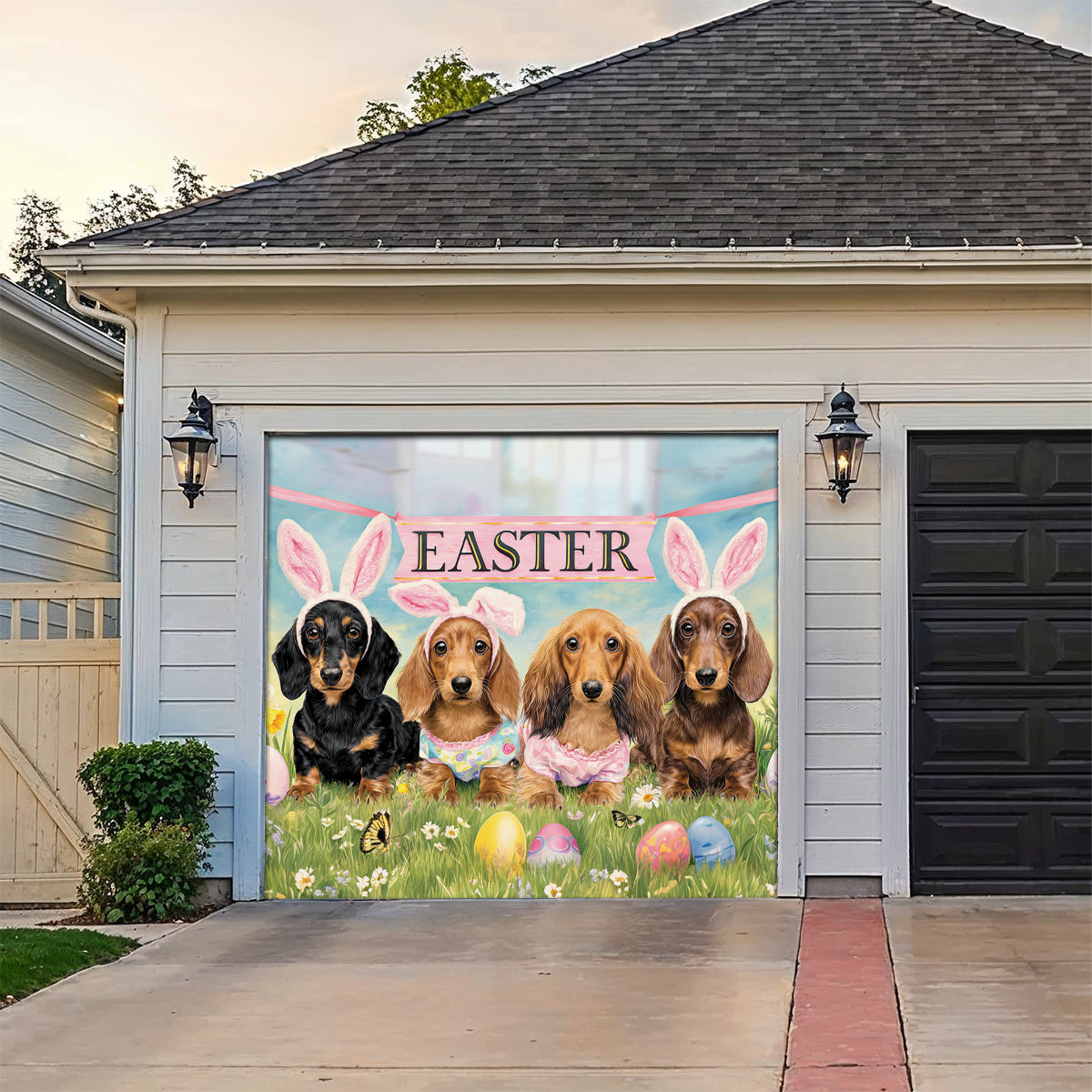Shineful Garage Door Banner Decoration Cute Easter Dachshund