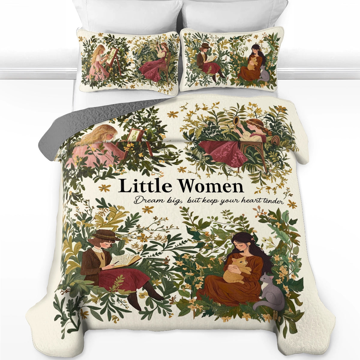 Shineful All Season Quilt 3-Piece Set Reading Little Women Dream