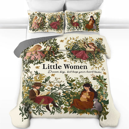 Shineful All Season Quilt 3-Piece Set Reading Little Women Dream