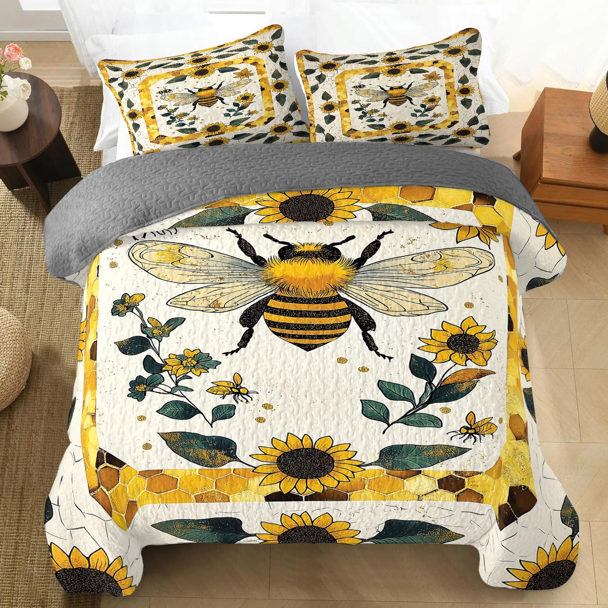 Shineful All Season Quilt 3-Piece Set - Bee Blossom Comfort