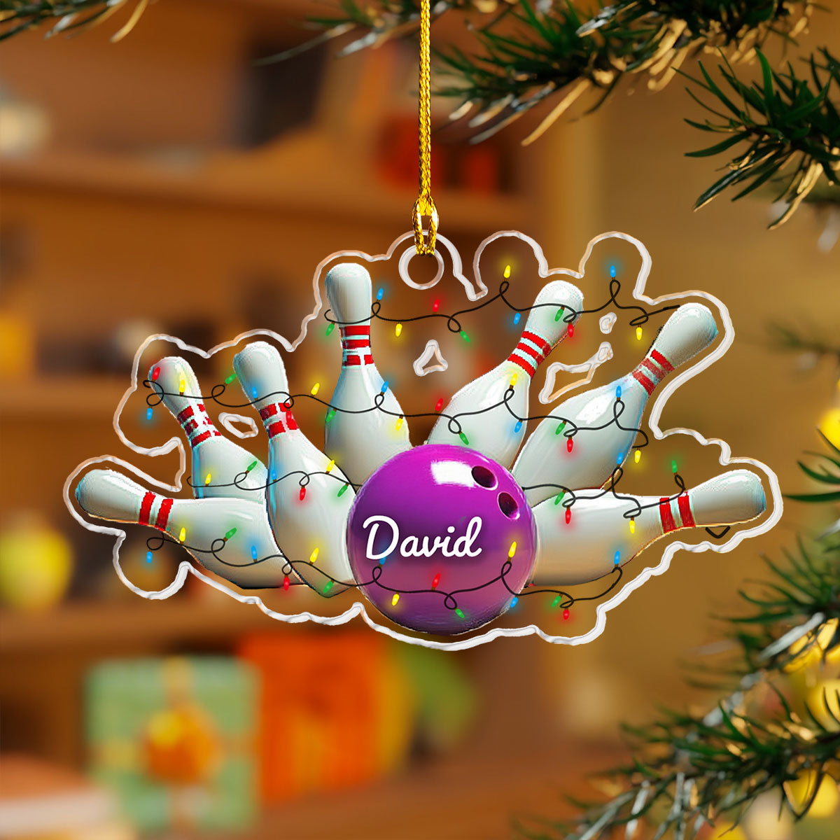 Shineful 2D Acrylic Ornament - Personalized Bowling Collection
