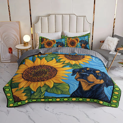 Shineful All Season Quilt 3-Piece Set -  Sunflower Rottie Bliss