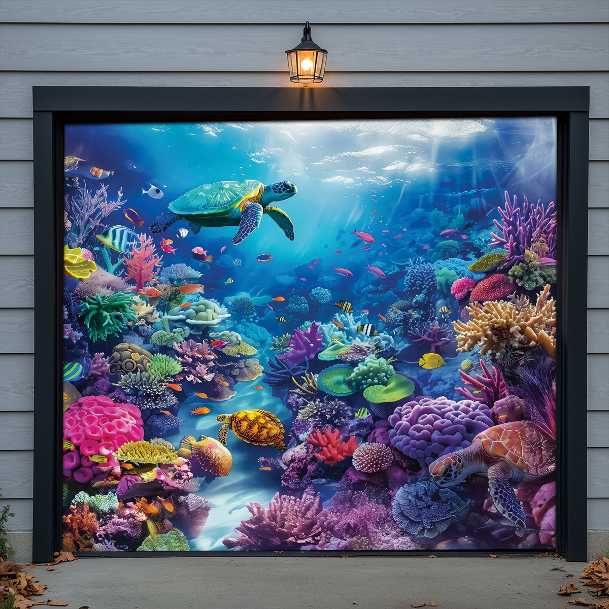Shineful Garage Door Banner Decoration Tranquil Sea Life