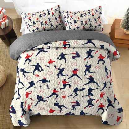Shineful All Season Quilt 3-Piece Set - Baseball Motion