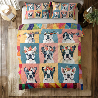 Shineful All Season Quilt 3-Piece Set Floral Frenchie