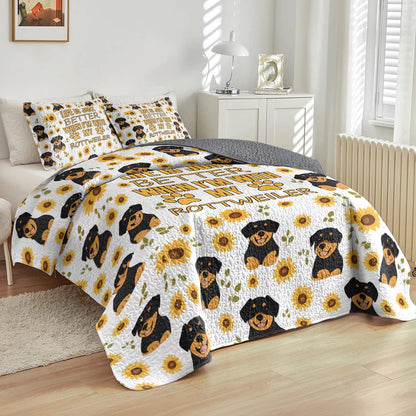 Shineful All Season Quilt 3-Piece Set Sunny Days with My Rottweiler