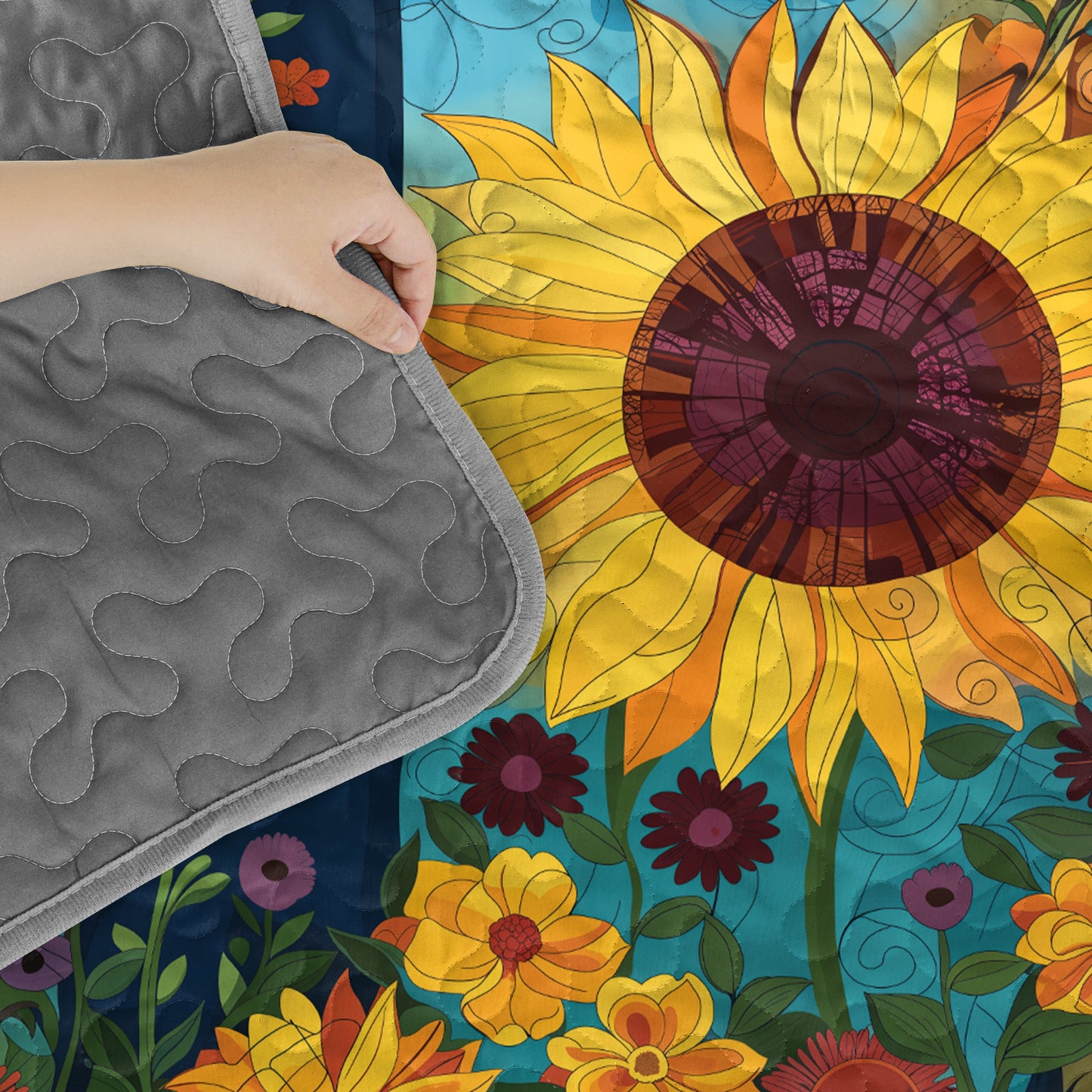 Shineful  Quilt 3-Piece Set Sunflower Cross