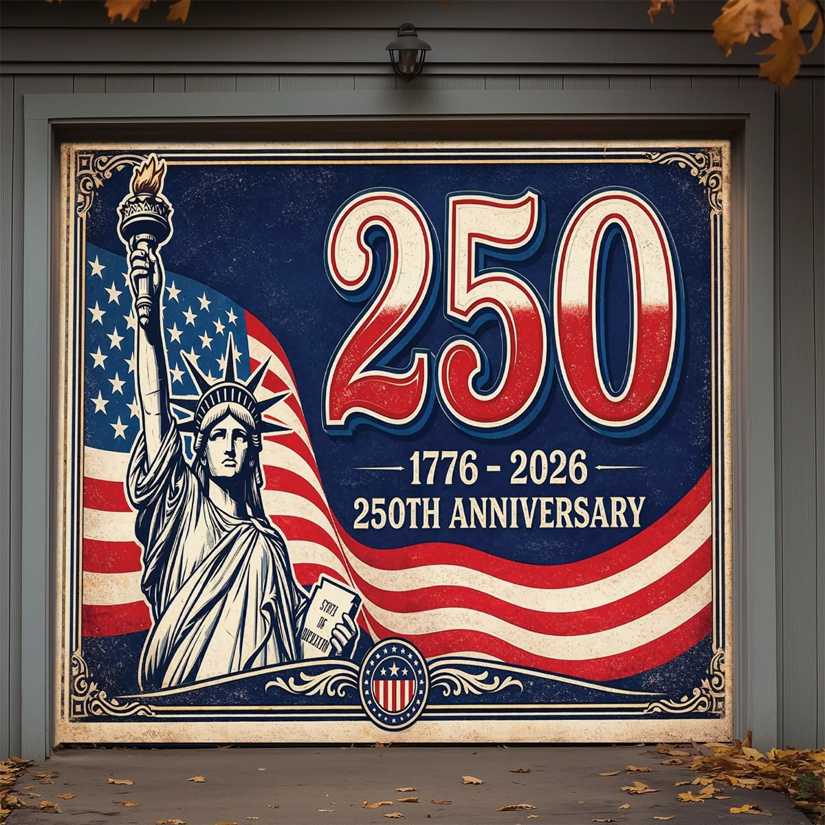 Shineful Garage Door Banner Decoration 250 Years of American Liberty