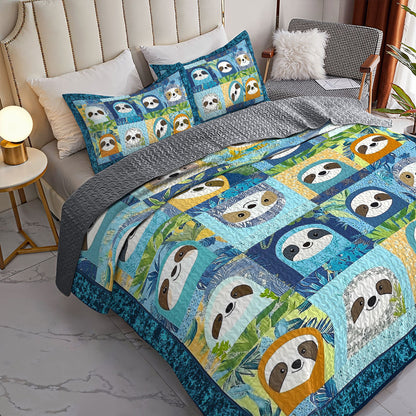 Shineful All Season Quilt 3-Piece Set Sloth Blue Slumber