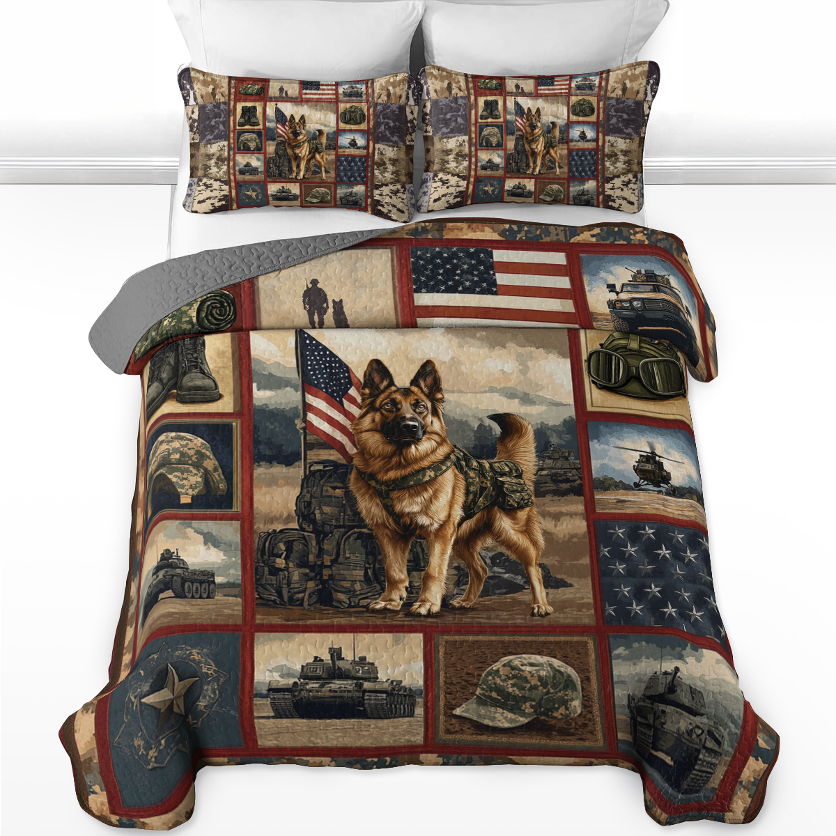 Shineful All Season Quilt 3-Piece Set Patriotic Shepherd Tribute