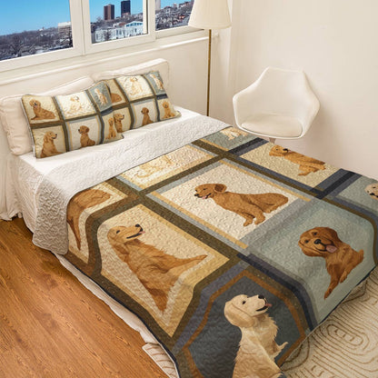 Shineful All Season Quilt 3-Piece Set - Golden Retriever Loyal Companions