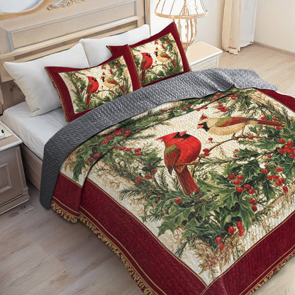 Shineful All Season Quilt 3-Piece Set Cardinal Cheer