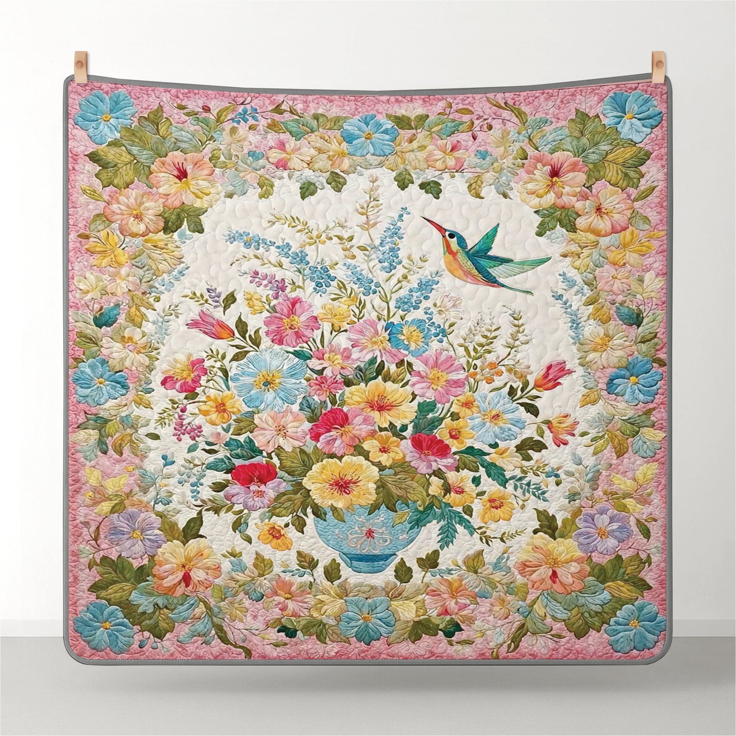 Shineful All Season Quilt 3-Piece Set Romantic Blossom Hummingbird