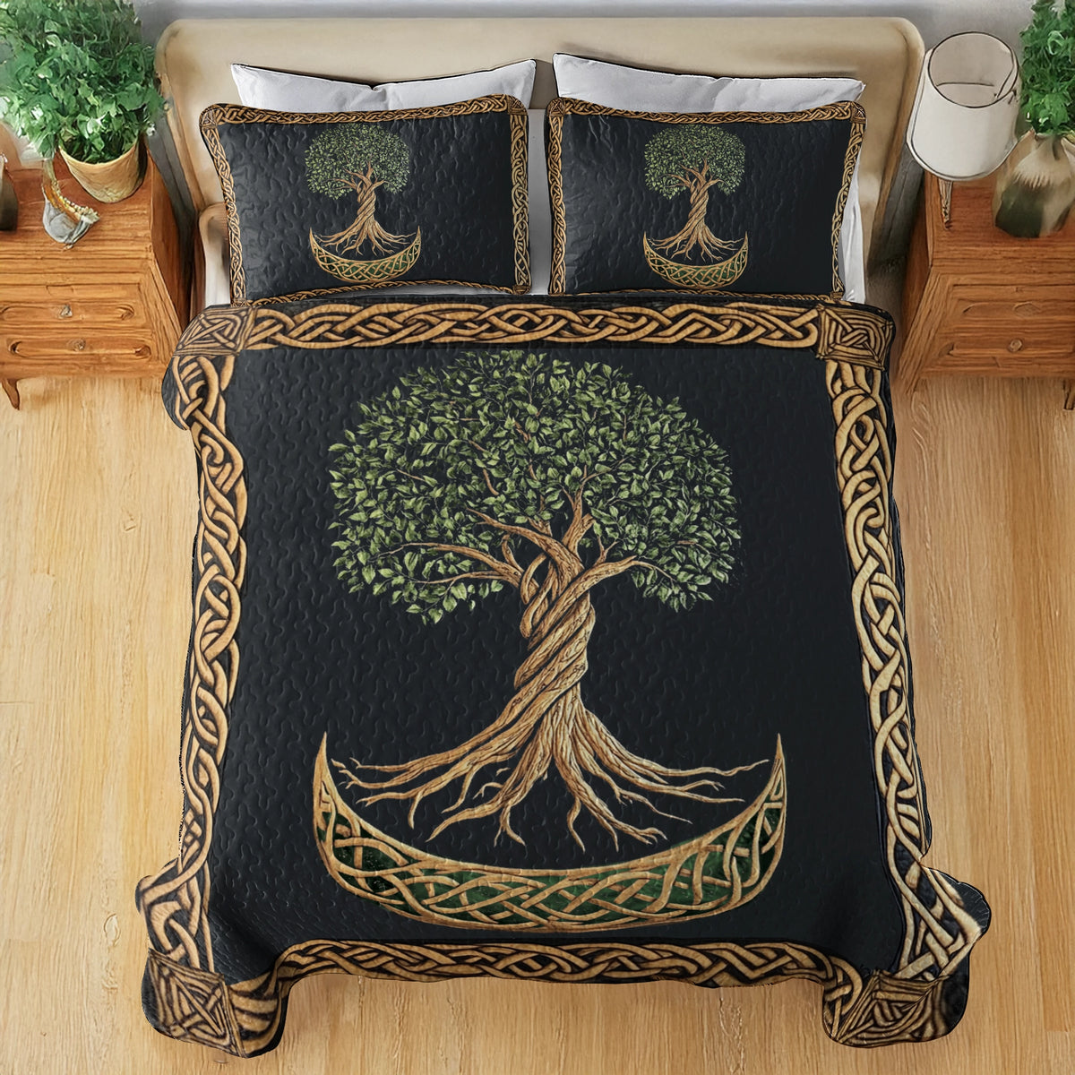 Shineful All Season Quilt 3-Piece Set - Irish Celtic Tree of Life