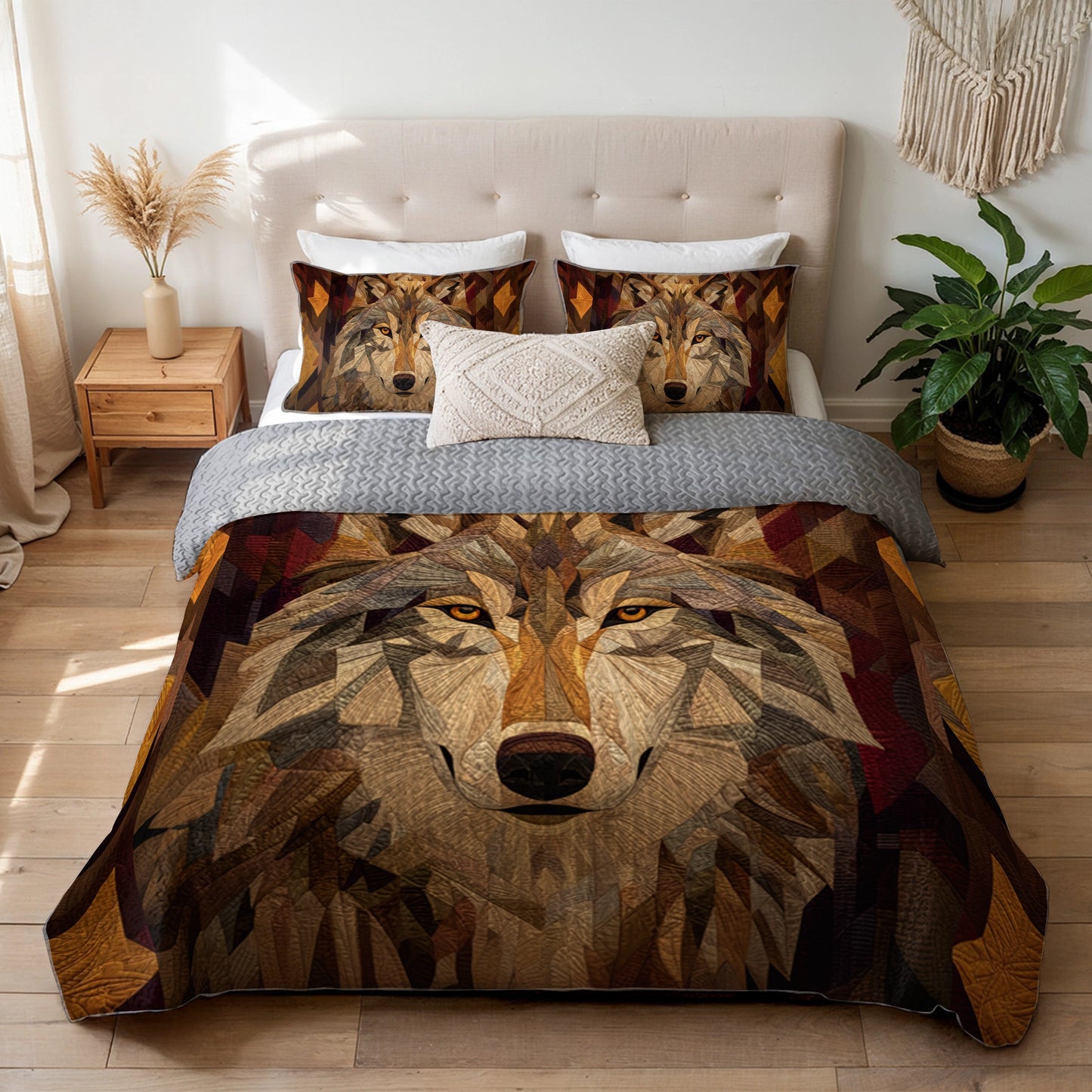 Shineful All Season Quilt 3-Piece Set Spirit Wolf