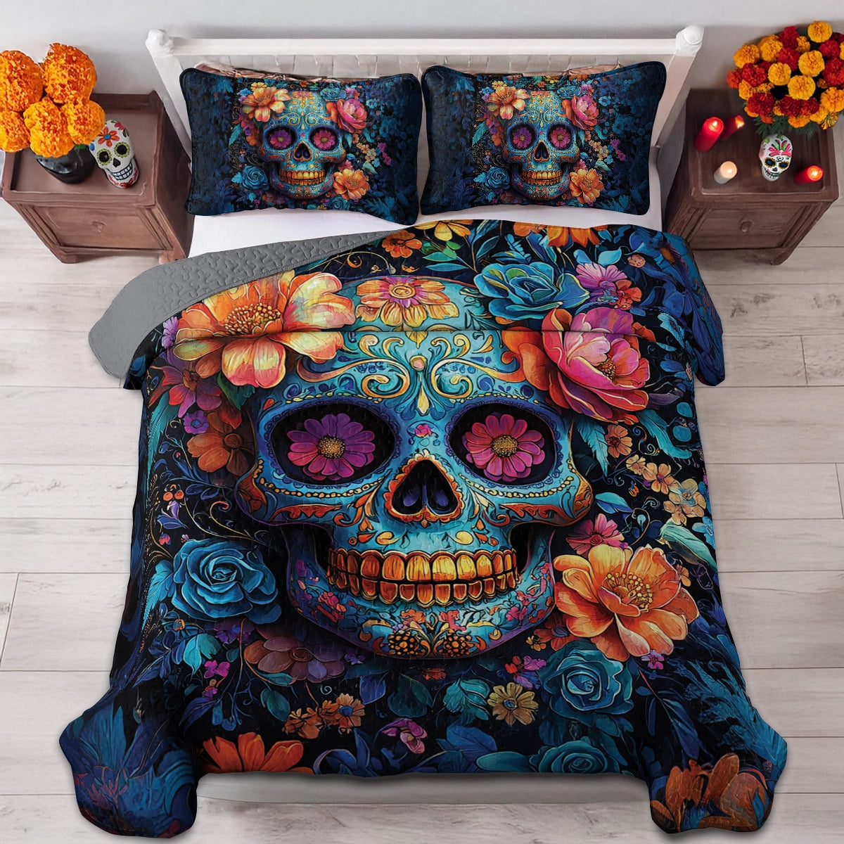 Shineful All Season Quilt 3-Piece Set - Sugar Skull Fiesta