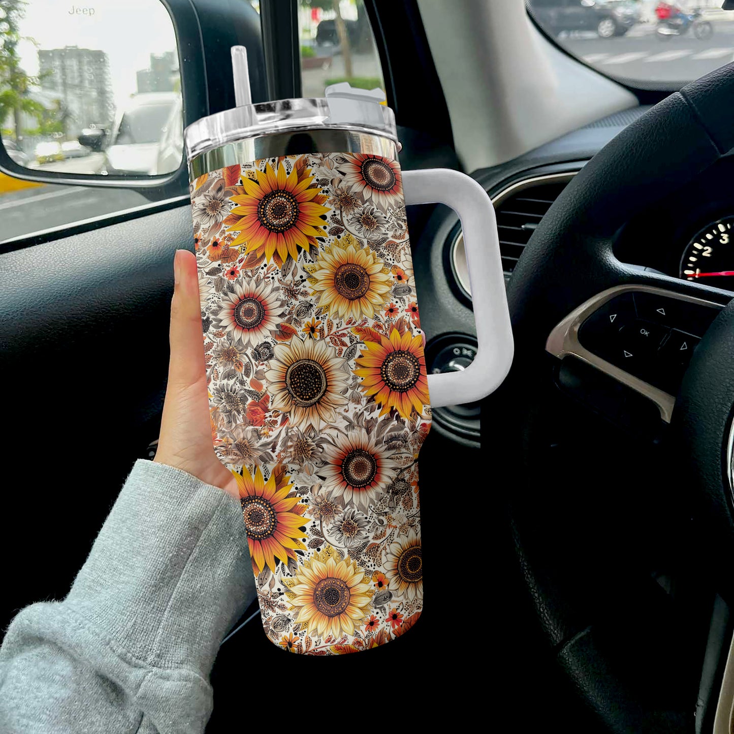 Shineful Tumbler Boho Autumn Sunflower