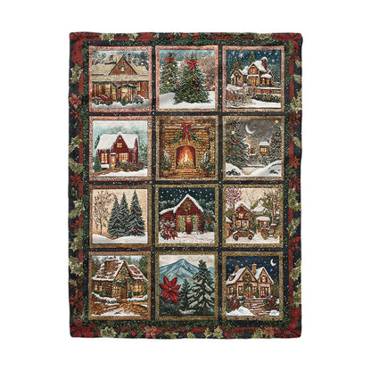 Shineful Fleece Blanket Christmas Village Charm