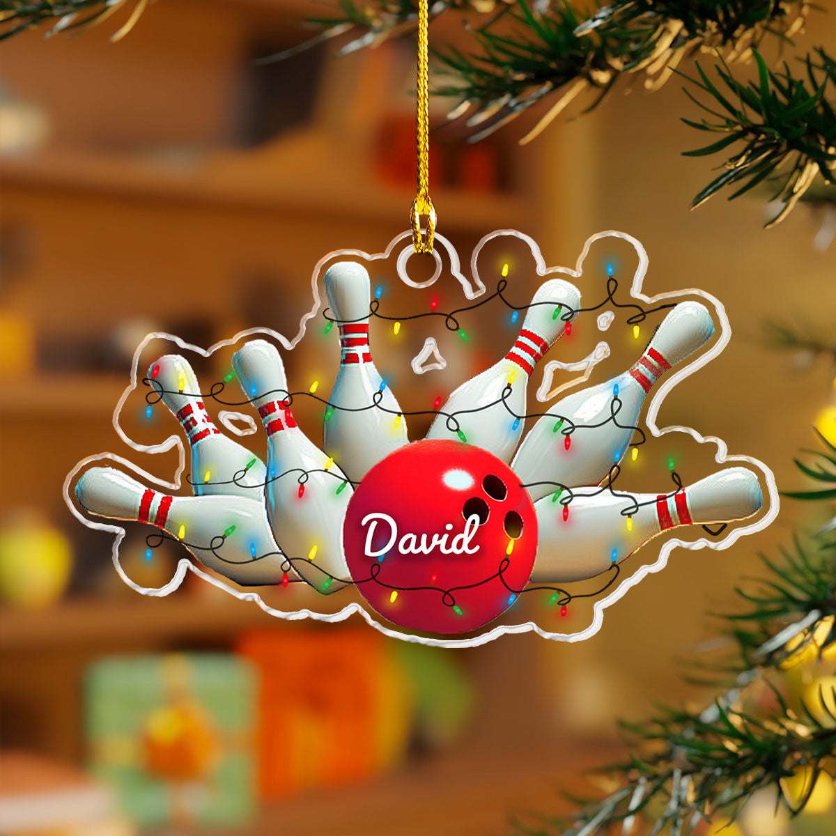 Shineful 2D Acrylic Ornament - Personalized Bowling Collection