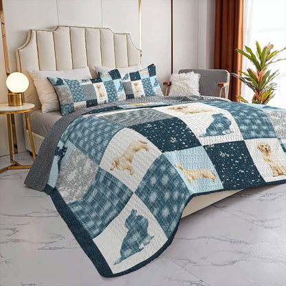 Shineful All Season Quilt 3-Piece Set Patchwork Golden