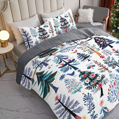 Shineful All Season Quilt 3-Piece Set Whimsical Christmas Tree