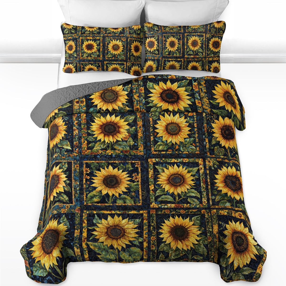 Shineful All Season Quilt 3-Piece Set Sunflower Dreamscapes