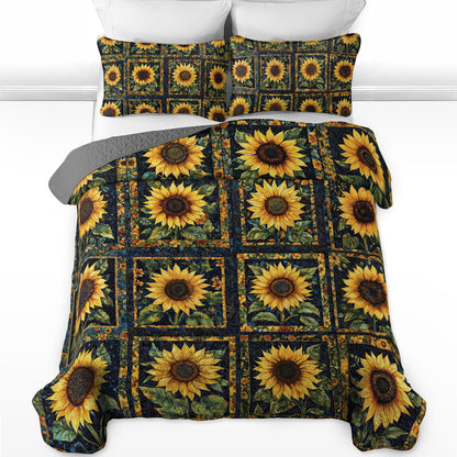 Shineful All Season Quilt 3-Piece Set Sunflower Dreamscapes
