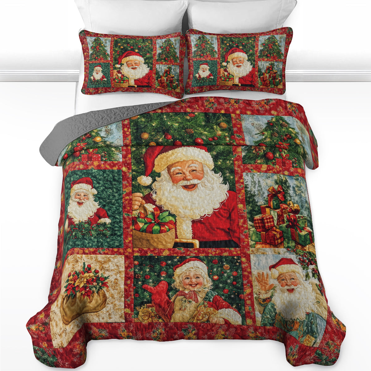 Shineful All Season Quilt 3-Piece Set Santa Claus