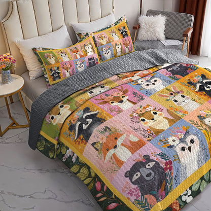 Shineful All Season Quilt 3-Piece Set Funny Happy Animals